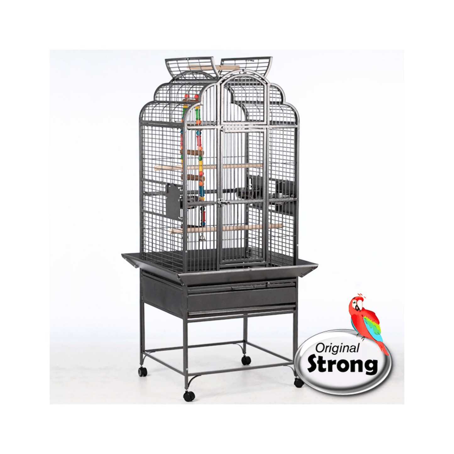 Strong Parkieten- en Kleine Papegaaienkooi Villa Rhea , Zilvergrijs - Papegaaishop