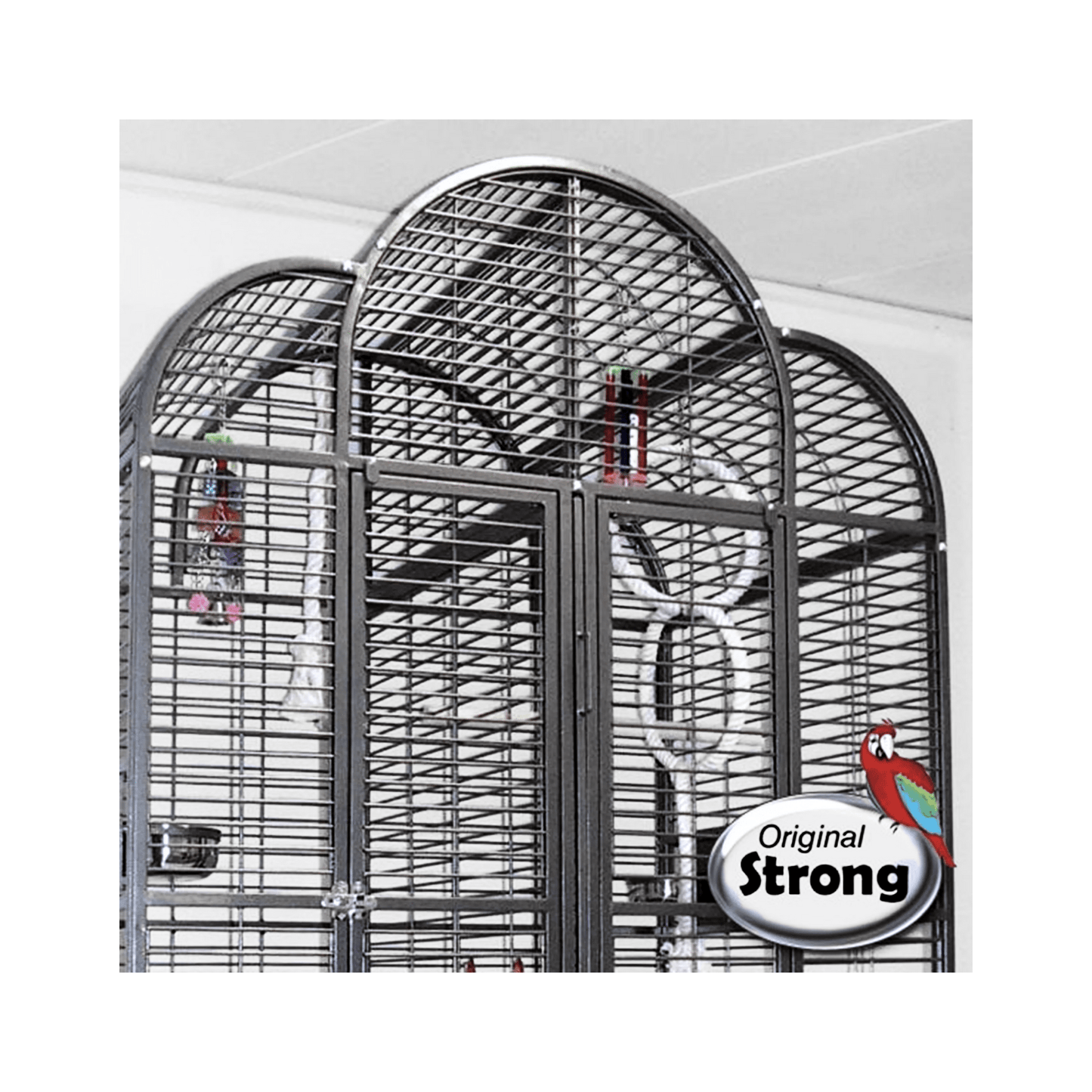 Strong Papegaaienkooi Villa Jolanda, Zilvergrijs - Papegaaishop
