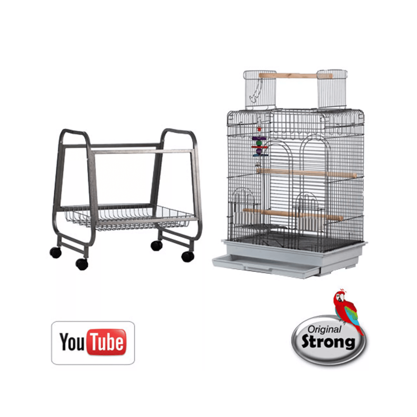 Strong Parkieten- en Kleine Papegaaienkooi Villa Aurelia , Zilvergrijs - Papegaaishop