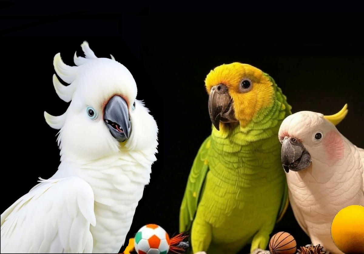 Speelgoed en papegaaien