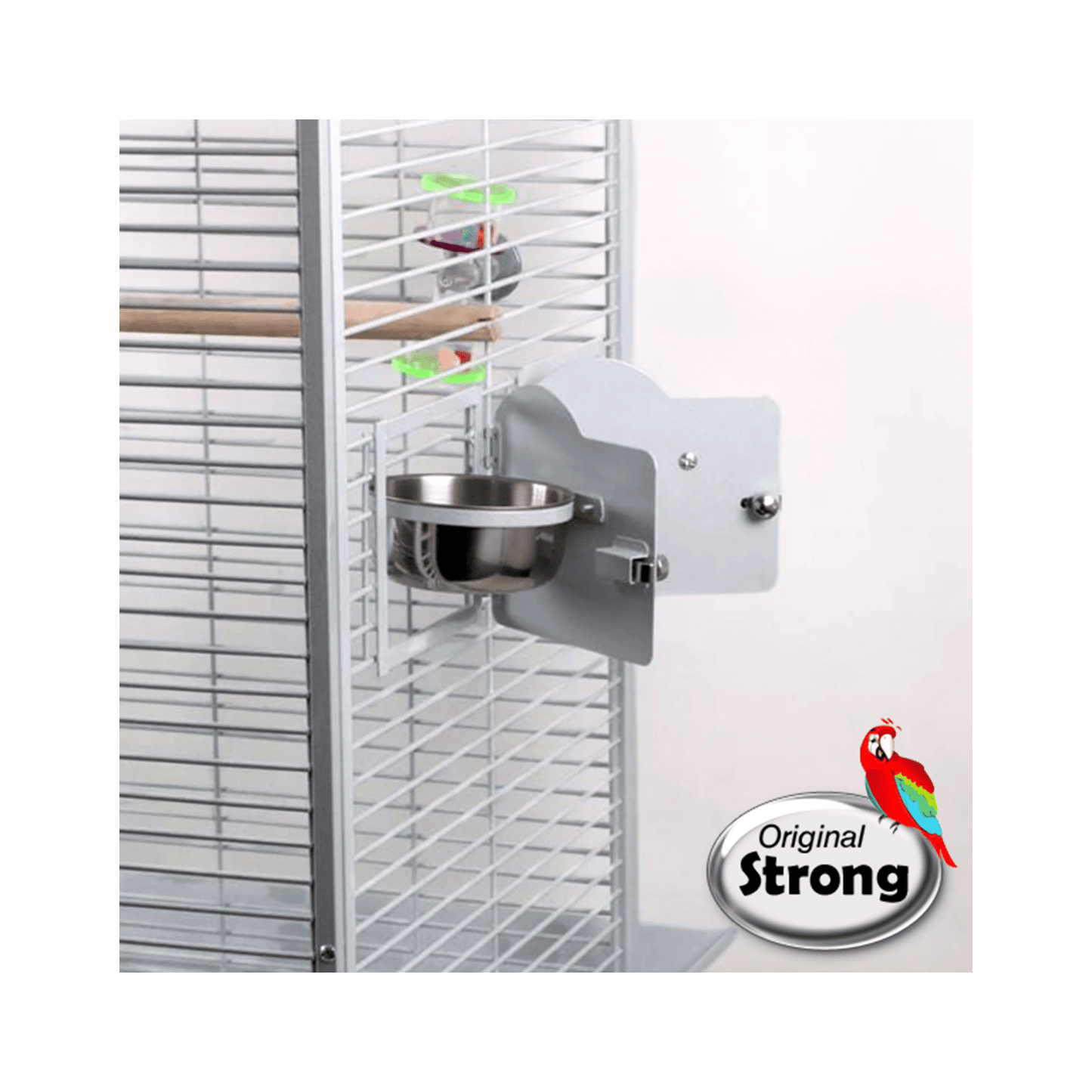 Strong Parkieten- en Kleine Papegaaienkooi Villa Helios, Zilverwit - Papegaaishop