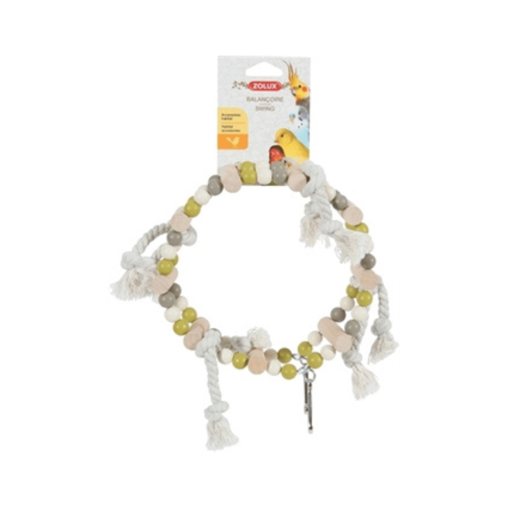 Zolux schommel houten wiel met kralen assorti 18x6x22 cm - Papegaaishop