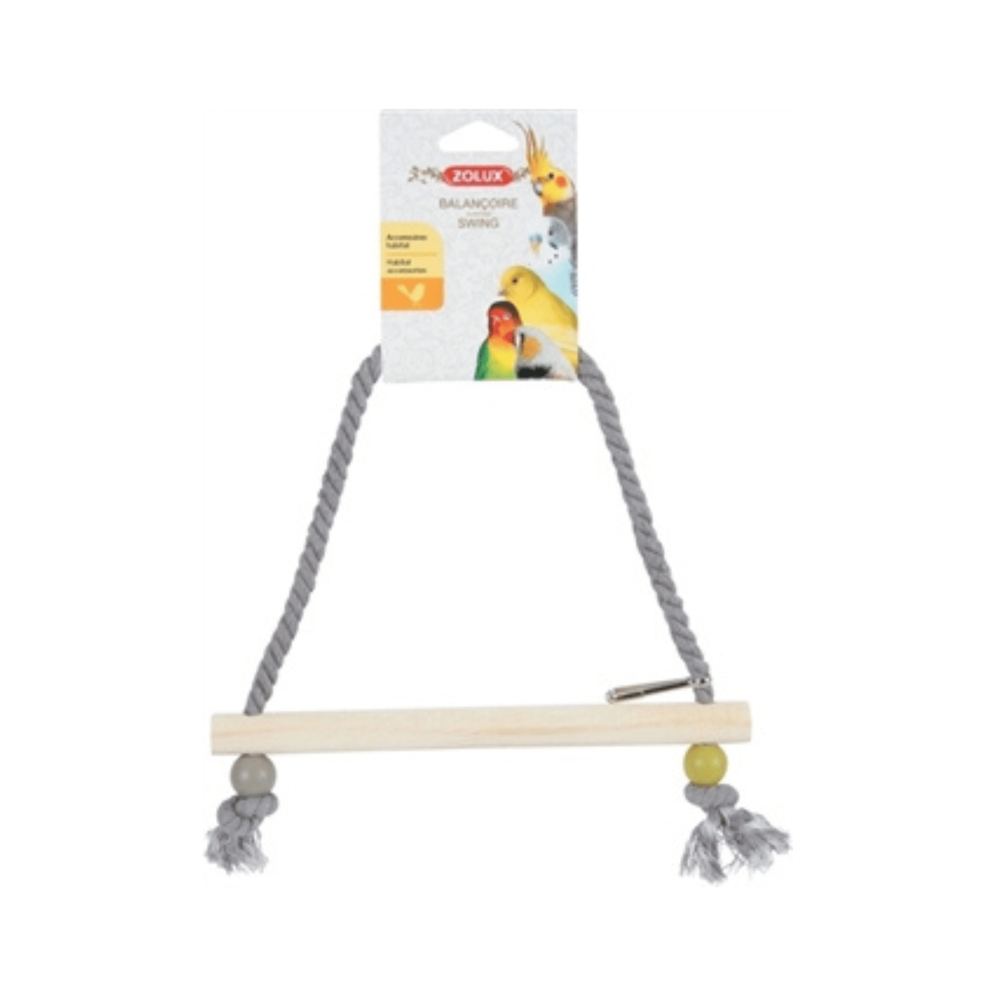 Zolux schommel hout met touw assorti 22x1,5x27 cm - Papegaaishop