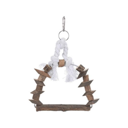 Trixie boogschommel met houten blokjes schorshout 15x20 cm 3 st - Papegaaishop