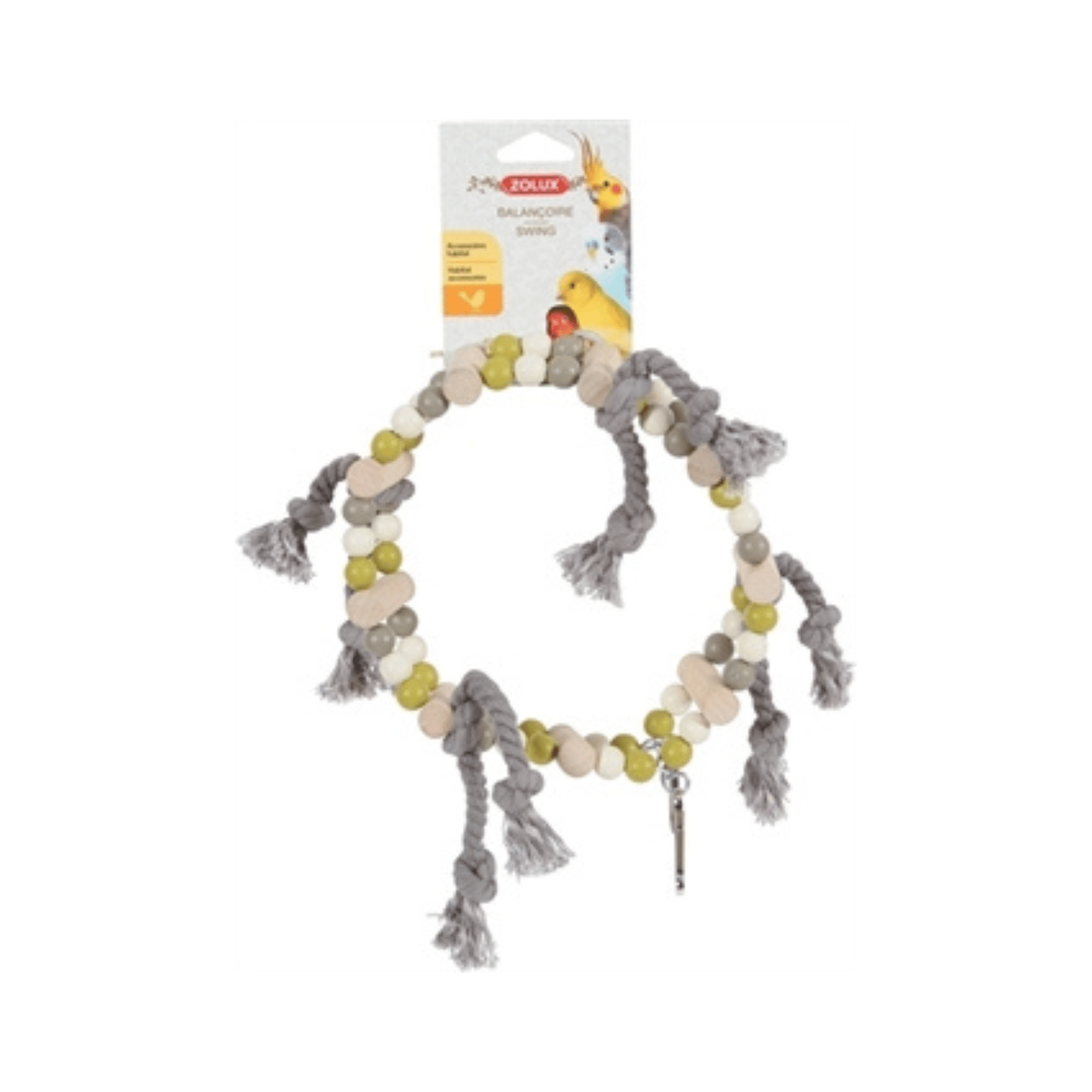 Zolux schommel houten wiel met kralen assorti 18x6x22 cm - Papegaaishop