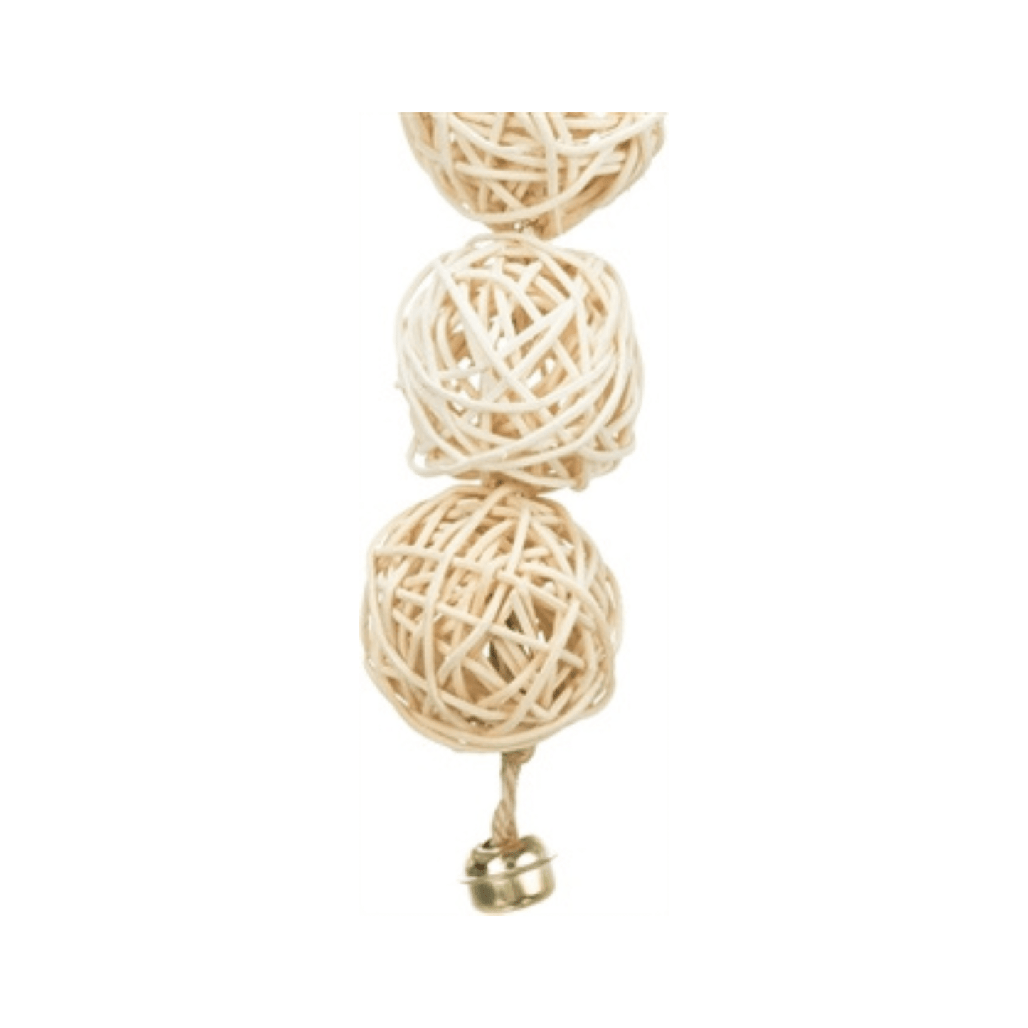 Trixie 3 rotan ballen met bel aan touw naturel 24 cm - Papegaaishop