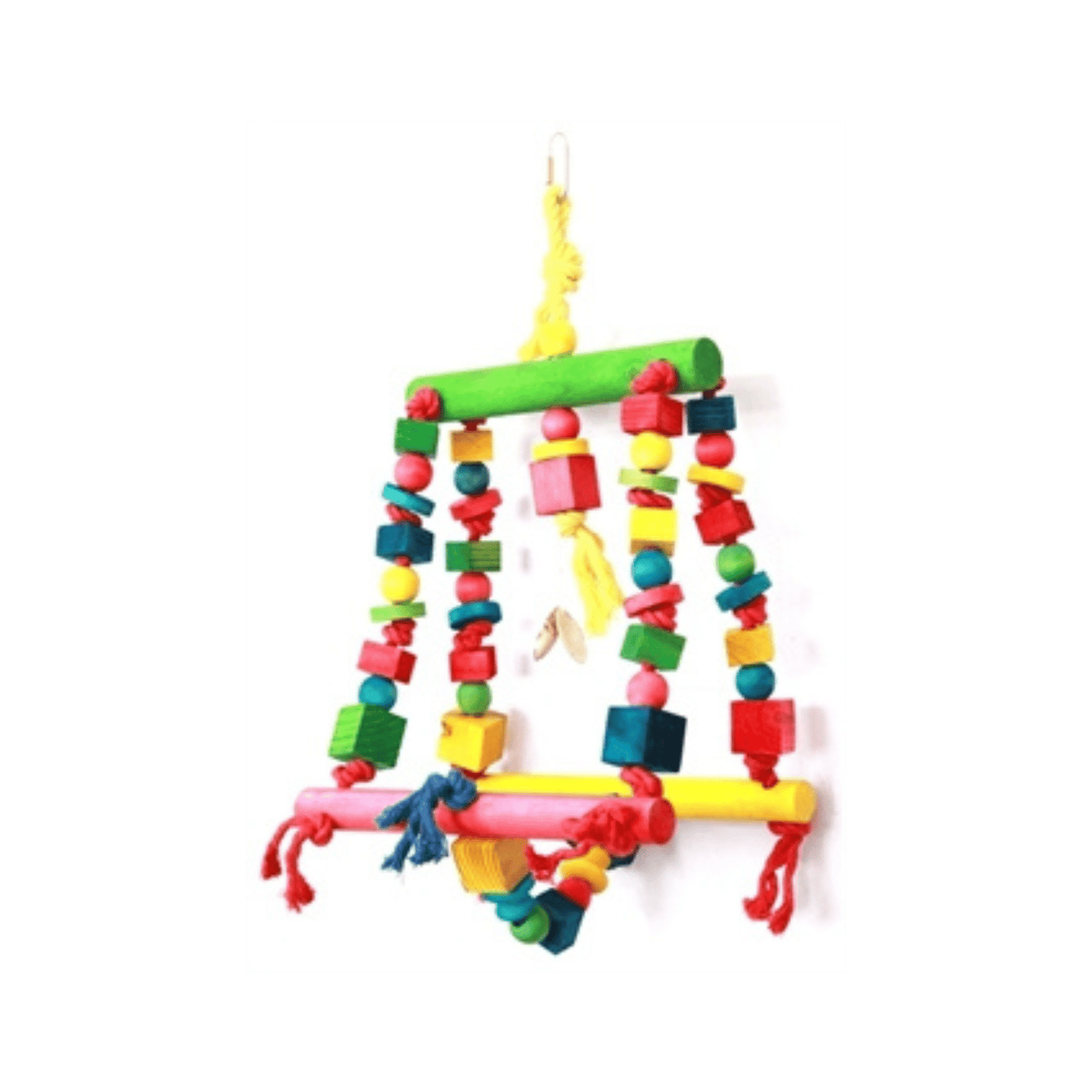 Happy pet speelgoed double swing papegaai 25x44 cm colorful bird toy for climbing balancing and playing