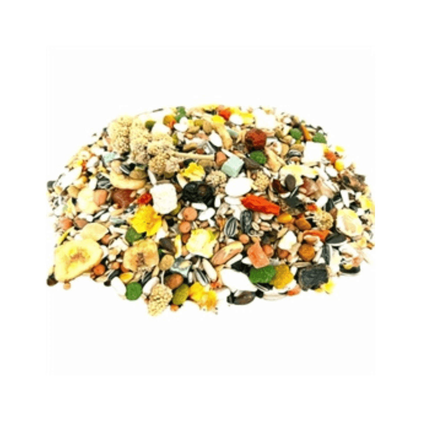 Hareco papegaai select met pellets 3 kg bird food mix with seeds, pellets, fruits, nuts, and grains for parrots.