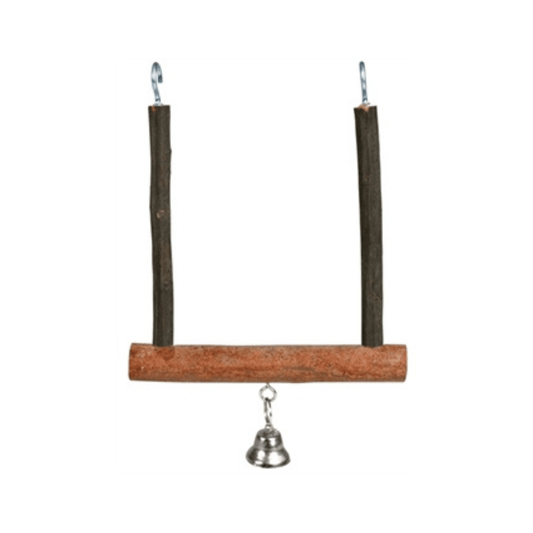 Trixie trapezeschommel met bel schorshout 12x15 cm 4 st - Papegaaishop