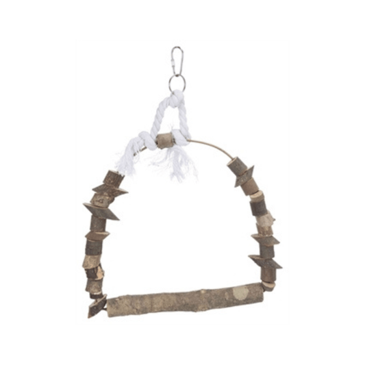 Trixie boogschommel met houten blokjes schorshout 22x29 cm 3 st - Papegaaishop