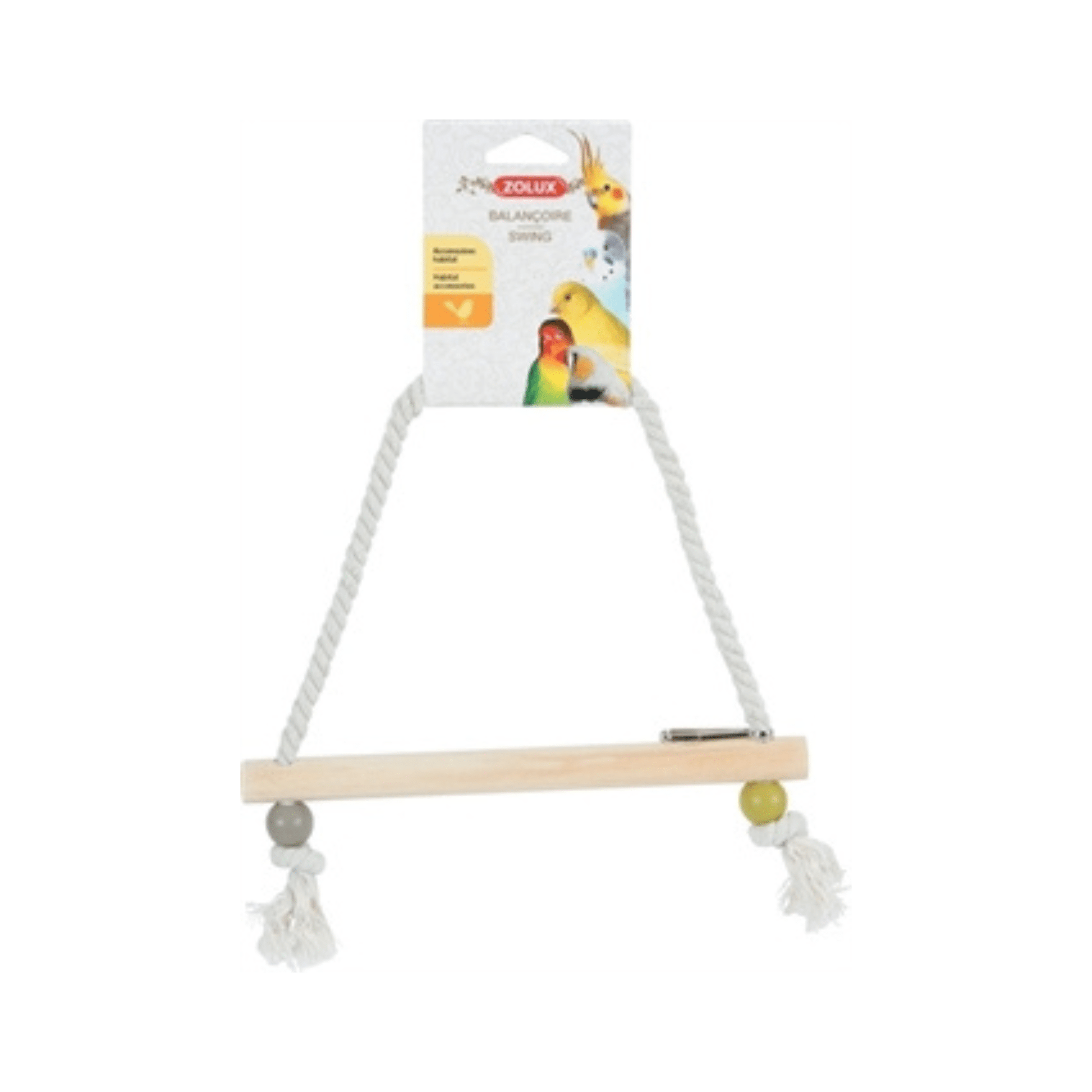 Zolux schommel hout met touw assorti 22x1,5x27 cm - Papegaaishop