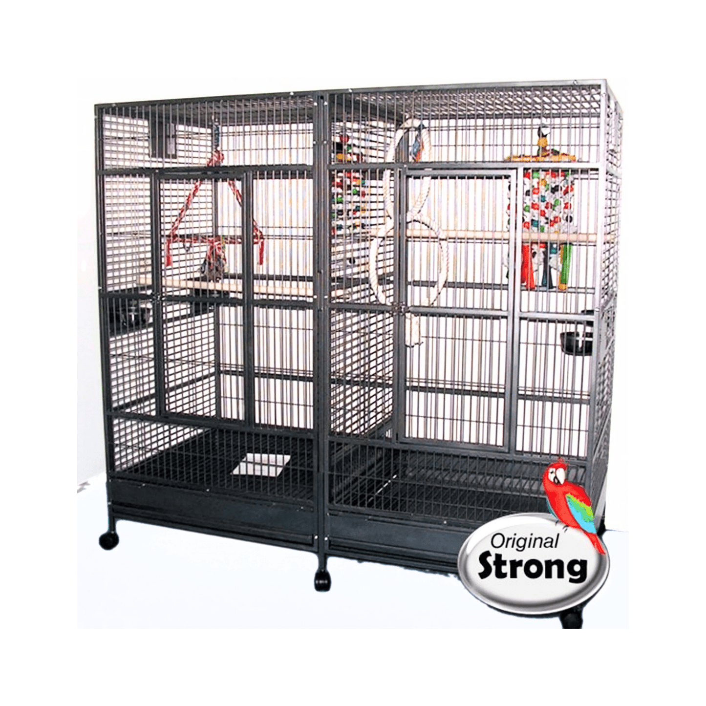 Strong Papegaaienkooi met Tussenwand Villa Amalia, Zilvergrijs - Papegaaishop