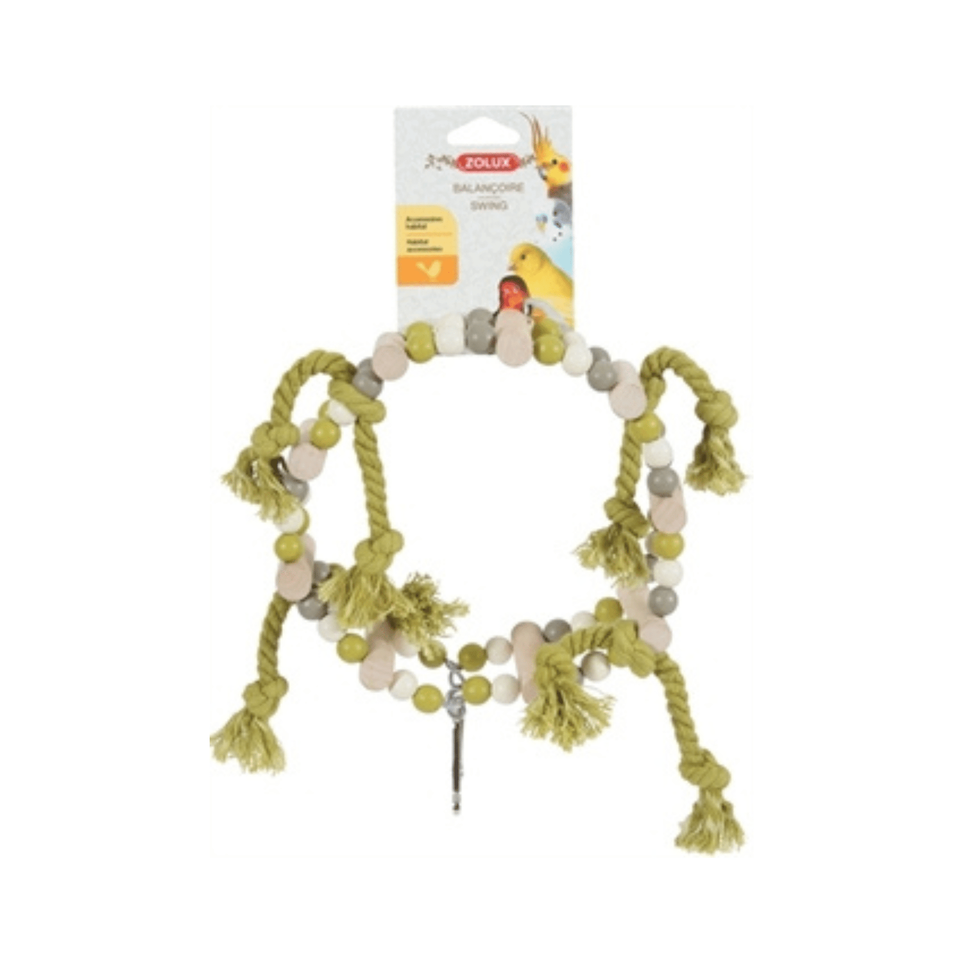 Zolux schommel houten wiel met kralen assorti 18x6x22 cm - Papegaaishop