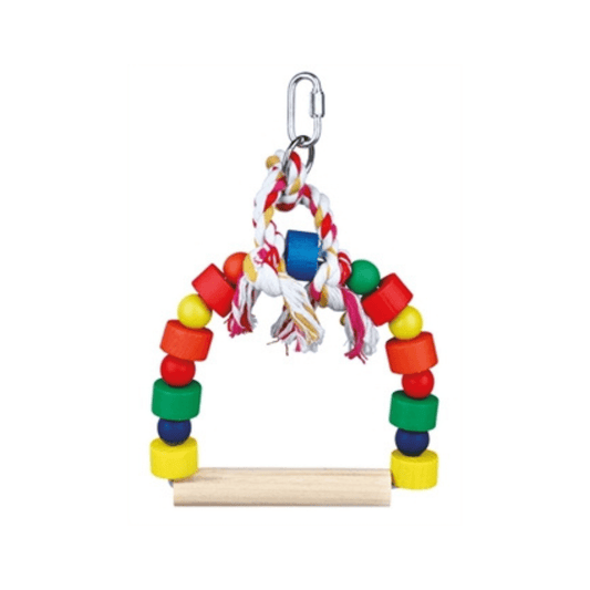 Trixie boogschommel met bonte blokjes hout 13x19 cm 3 st - Papegaaishop