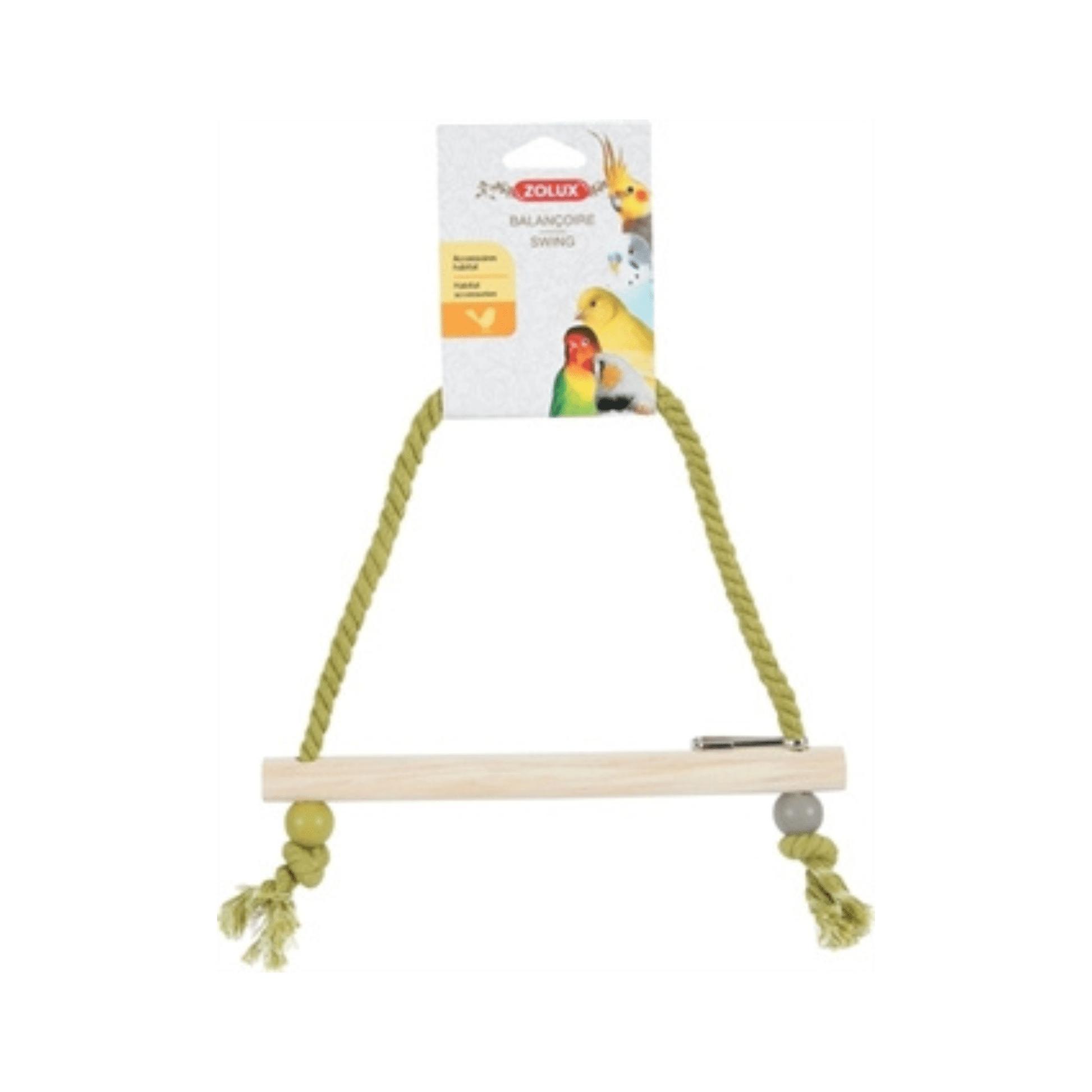 Zolux schommel hout met touw assorti 22x1,5x27 cm - Papegaaishop