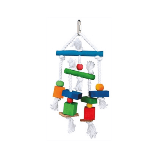 Trixie speelgoed aan touw hout meerkleurig 24 cm 3 st - Papegaaishop