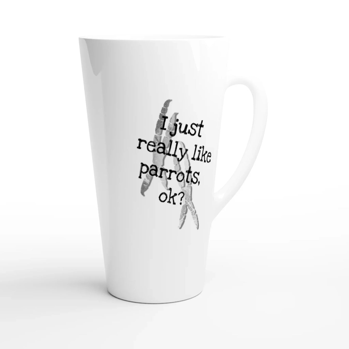 White Latte 17oz Ceramic Mug Funky Parrot - Papegaaishop