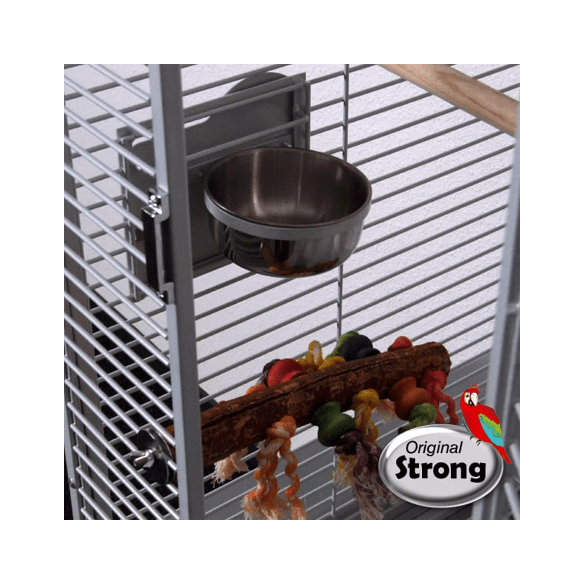 Strong Parkieten- en Kleine Papegaaienkooi Villa Anna, Zilverwit - Papegaaishop