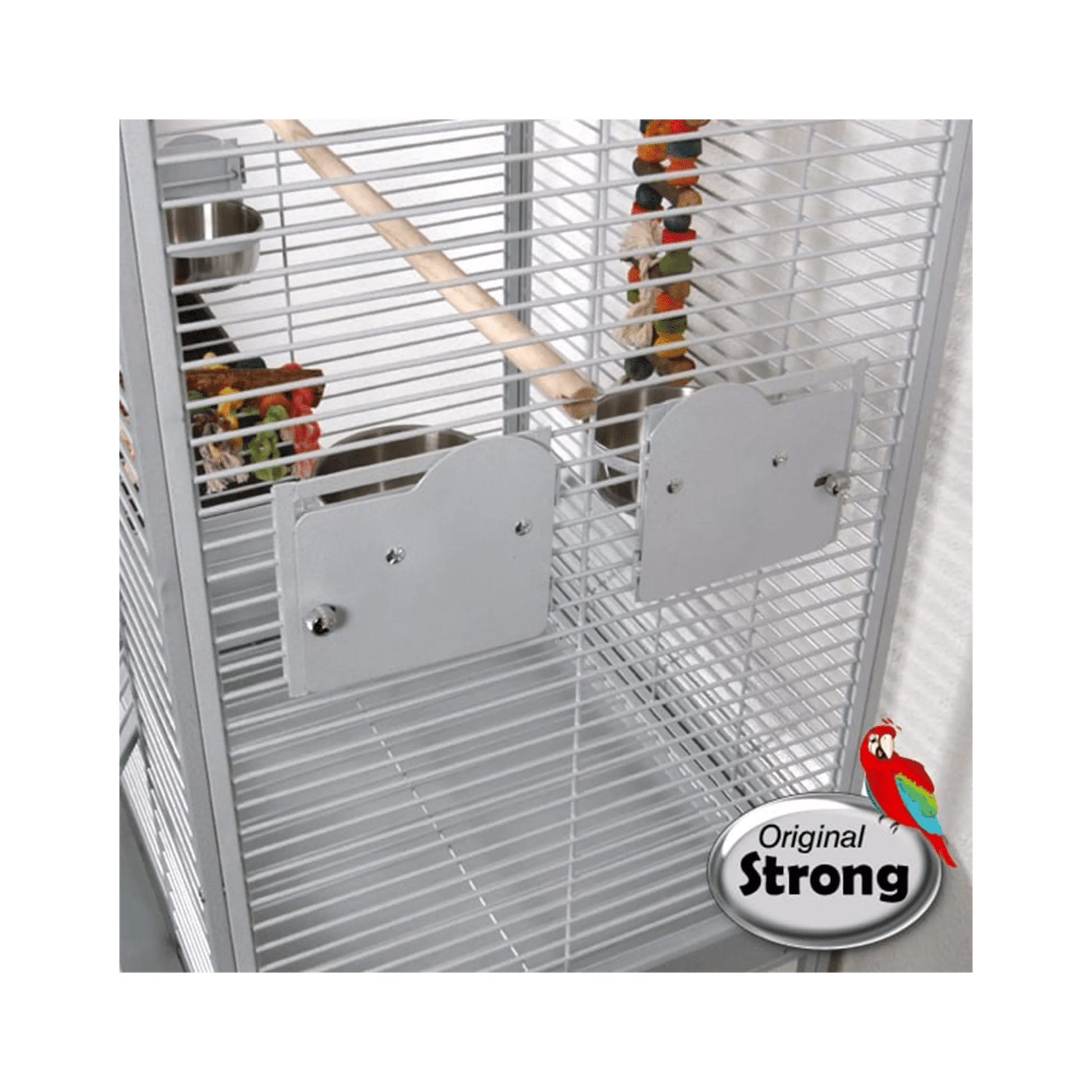 Strong Parkieten- en Kleine Papegaaienkooi Villa Anna, Zilverwit - Papegaaishop