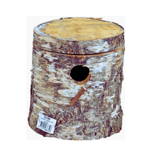 Broedblok berkenhout parkiet 15x17x20 cm natural birch wood nesting box for budgerigars with entrance hole and perch.