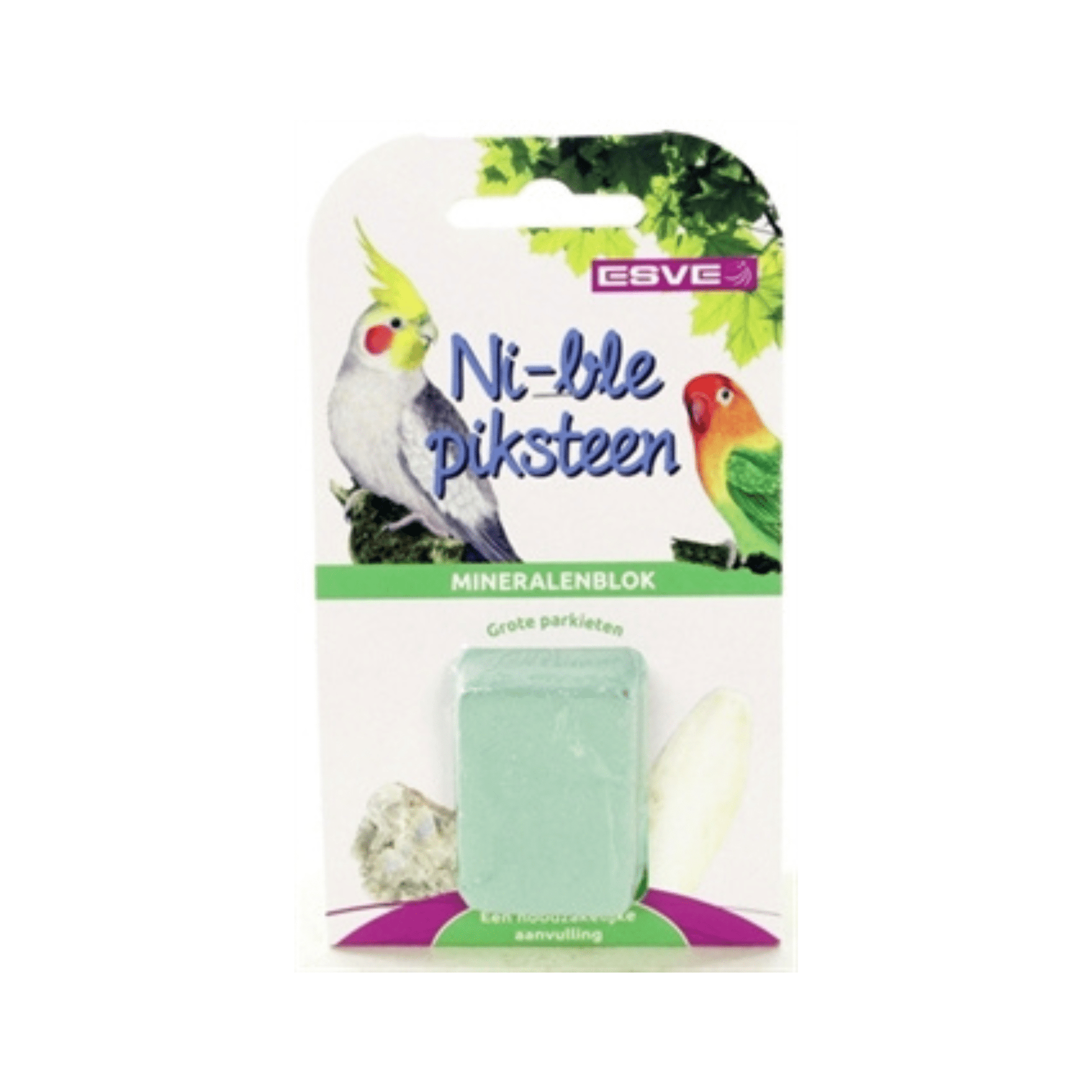 Esve piksteen mineralenblok grote parkieten naturel groen 35 gr mineral block for large parakeets natural green