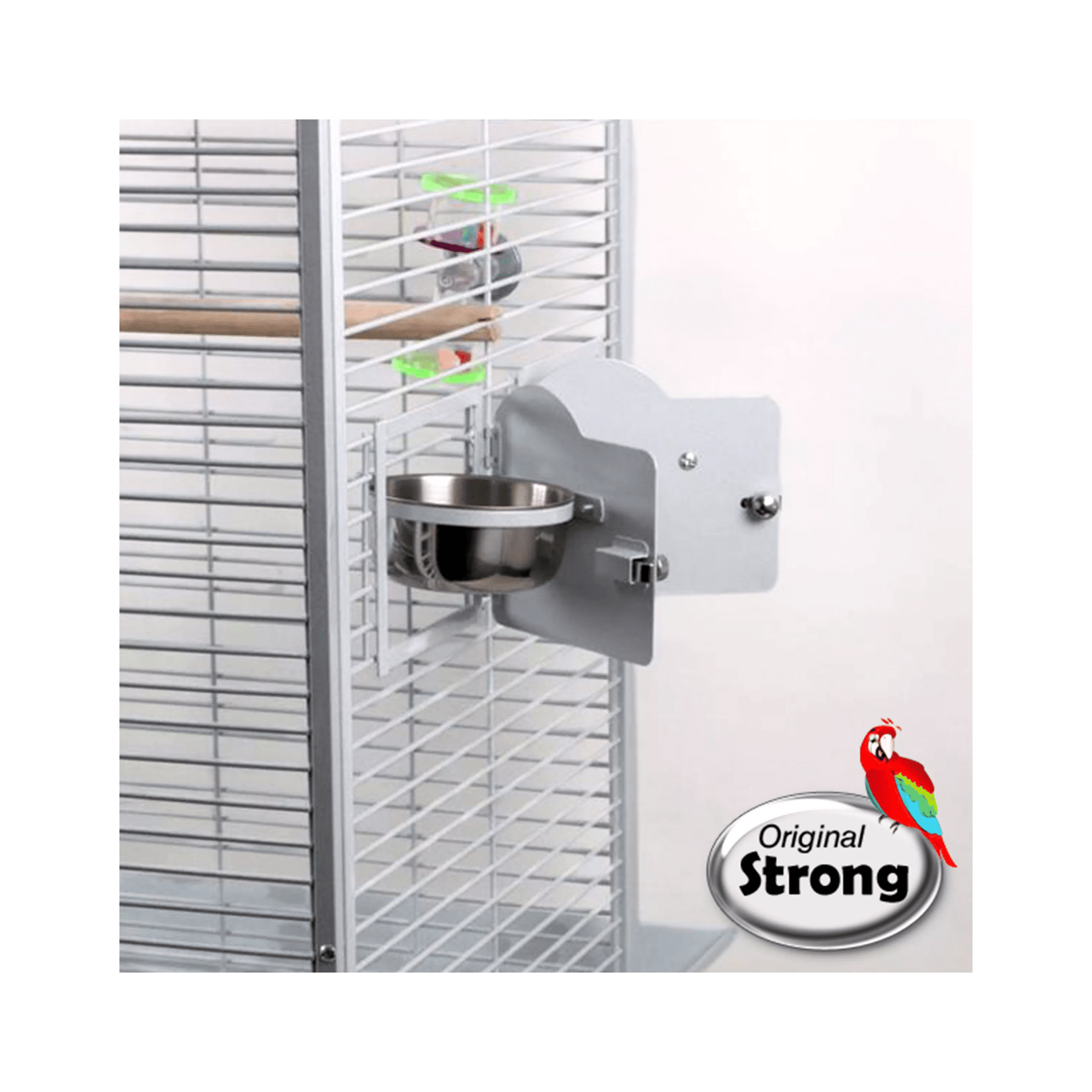 Strong Parkieten- en Kleine Papegaaienkooi Villa Helios, Zilverwit - Papegaaishop