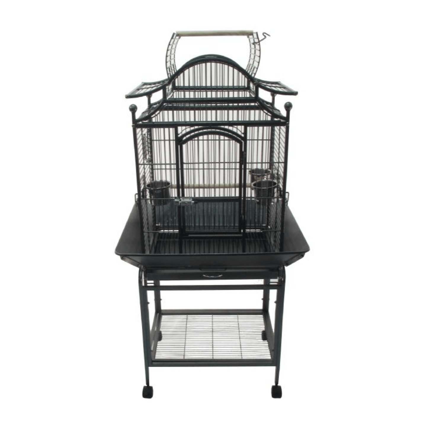 Topmast Parkieten- en Kleine Papegaaienkooi Bologna silver-gray birdcage for small to medium parrots with wheels and stainless steel bowls