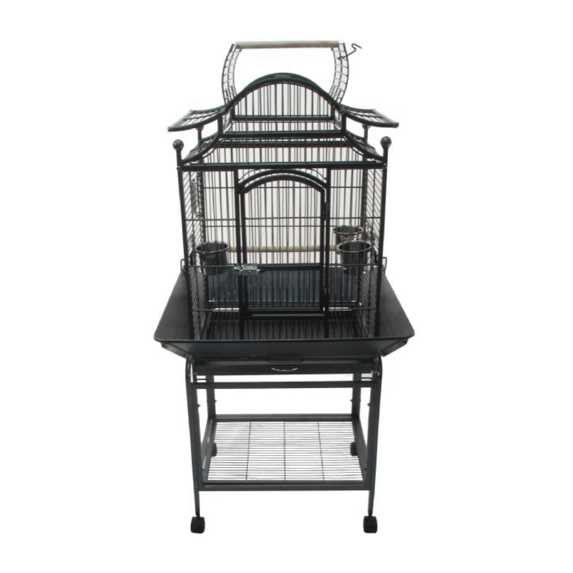 Topmast Parkieten- en Kleine Papegaaienkooi Bologna silver-gray birdcage for small to medium parrots with wheels and stainless steel bowls