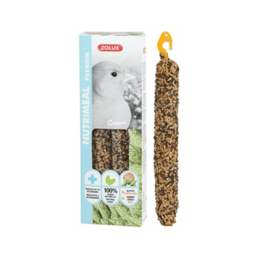 Zolux nutrimeal stick kanarie kanariezaad 110 gr 2 st natural seed treat for canaries with hanging clip