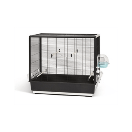 Savic vogelkooi primo knock down zwart bird cage 80x50x70 cm with sliding tray and feeders for finches or canaries