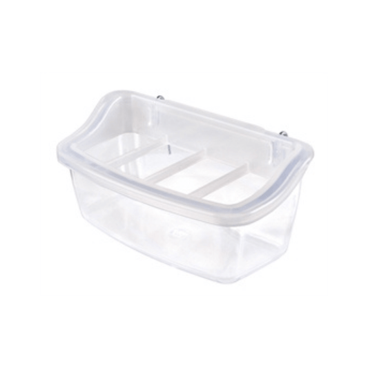Imac voerbakje gea 11,5x6x5,5 cm clear plastic bird feeder trough with vented lid to prevent perching.