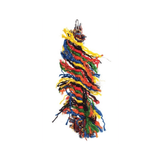 Colorful braided cotton bird toy made of acrylic, rope, and wood for sensory stimulation Happy pet vogelspeelgoed preener katoen 40x10x10 cm