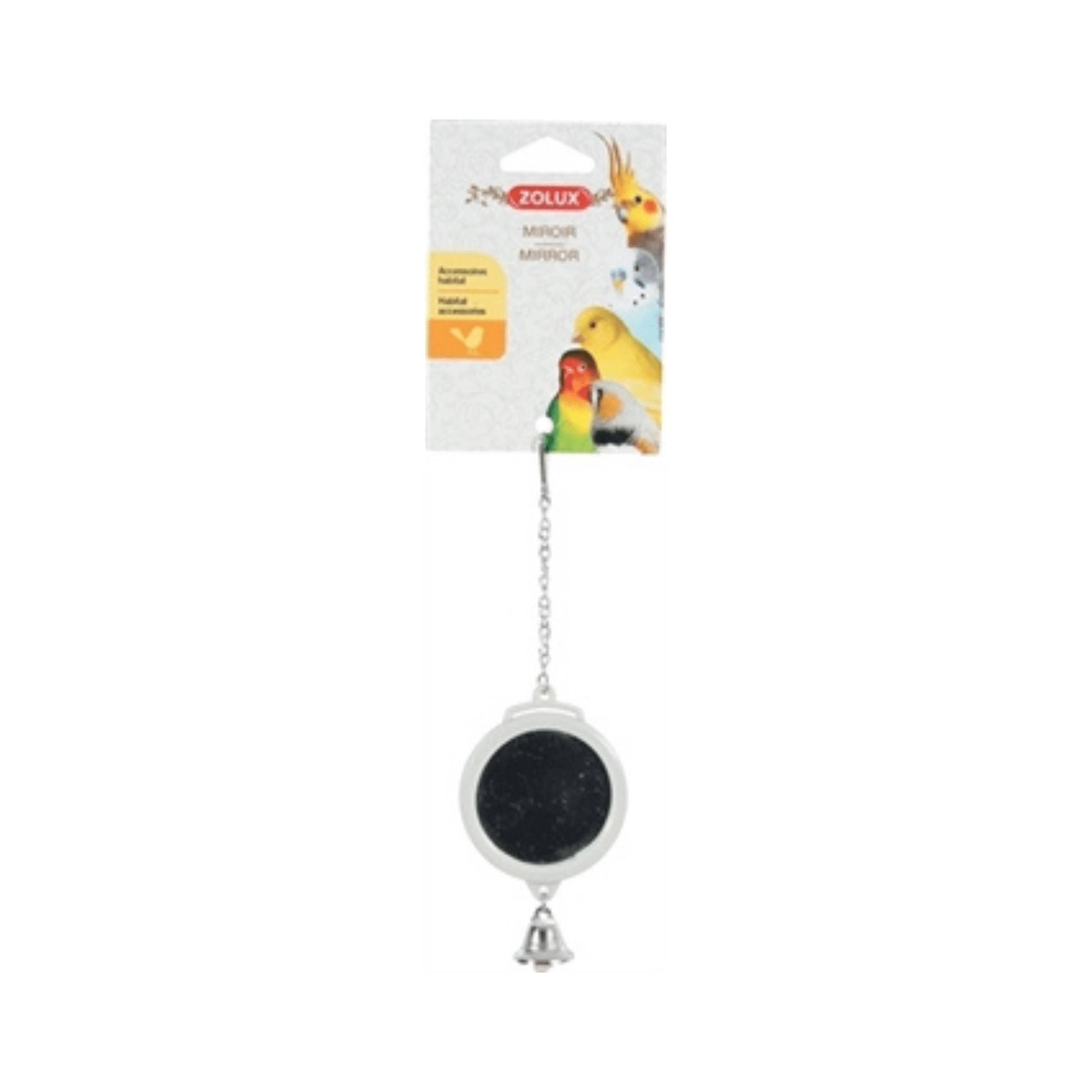 Zolux spiegel rond met bel assorti 5,5x1x16,5 cm - Papegaaishop