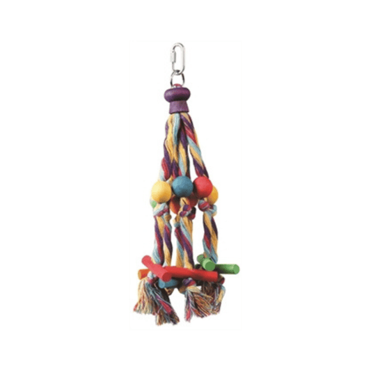 Happy pet speelgoed papegaai octopus assorti 30x11x11 cm colorful climbing and chewing toy for parrots.