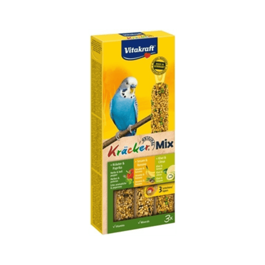 Vitakraft parkiet kracker vijgen/banaan-sesam/kiwi 3 in 1 - Papegaaishop
