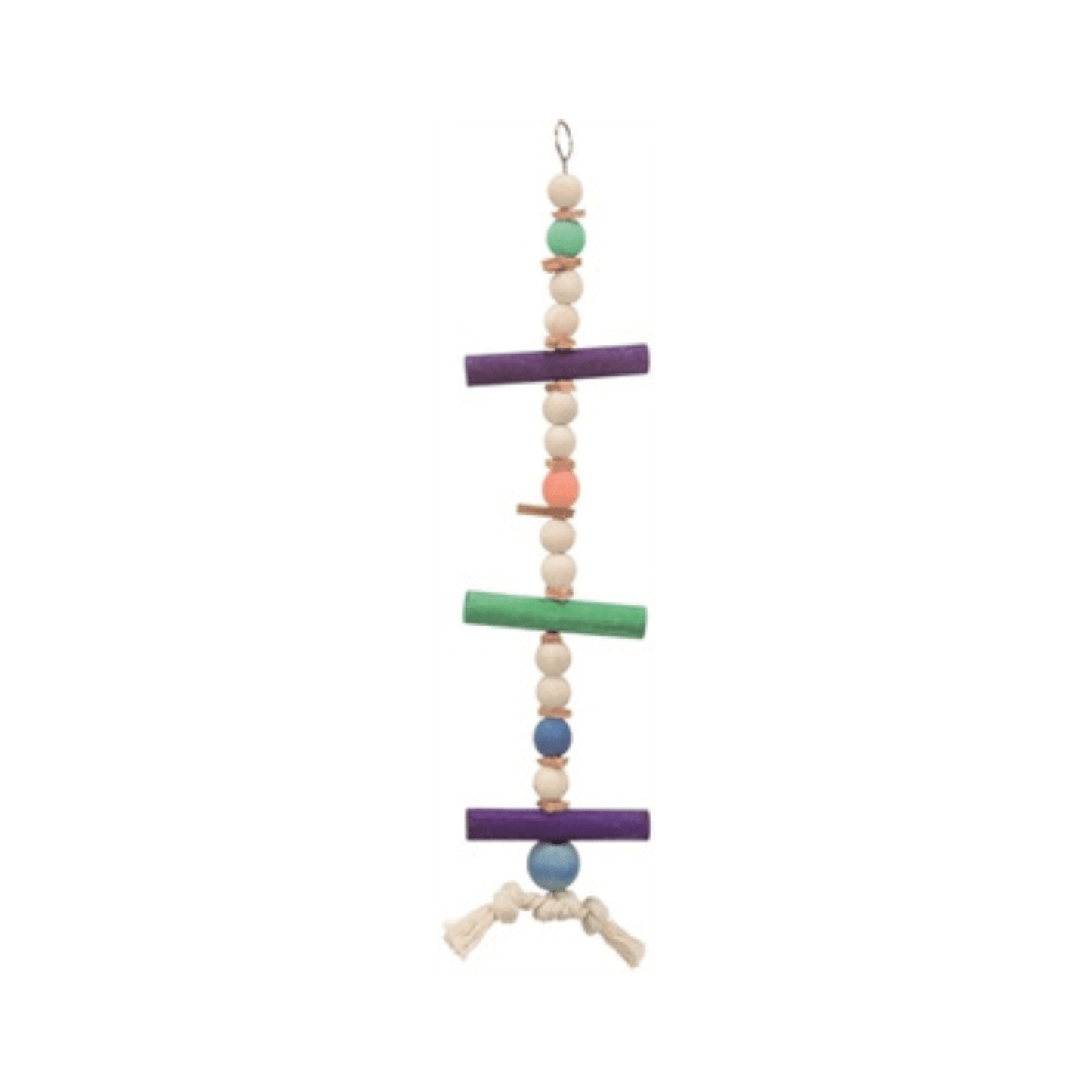 Trixie speelgoed met touw & kralen hout leer meerkleurig 28 cm 3 st - Papegaaishop