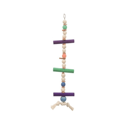 Trixie speelgoed met touw & kralen hout leer meerkleurig 28 cm 3 st - Papegaaishop