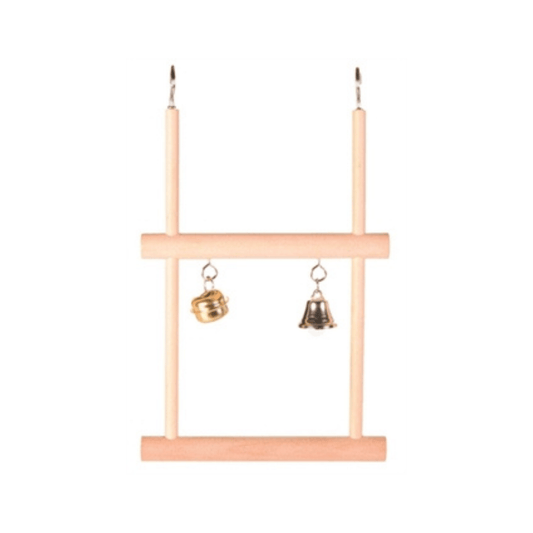 Trixie trapezeschommel dubbel met bel hout 12x20 cm 4 st - Papegaaishop