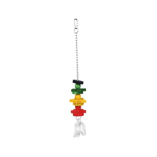 Trixie vogelspeelgoed aan ketting met touw hout meerkleurig 30 cm - Papegaaishop