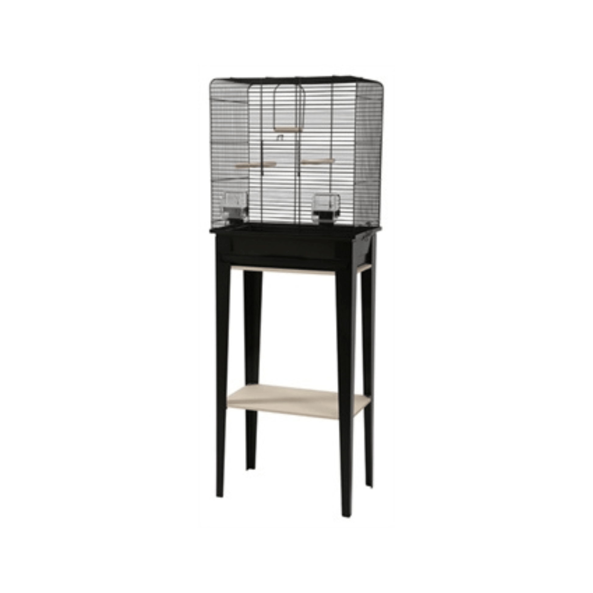 Zolux vogelkooi chic loft met meubel zwart 124x44,5x28 cm - Papegaaishop