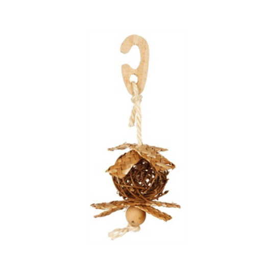 Trixie wilgenbal aan koord met nestmateriaal 5,5x5,5x5,5 cm - Papegaaishop
