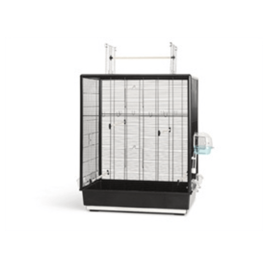 Savic vogelkooi primo open empire zwart birdcage with foldable top, pull-out tray, and multiple doors, 80x50x95 cm.