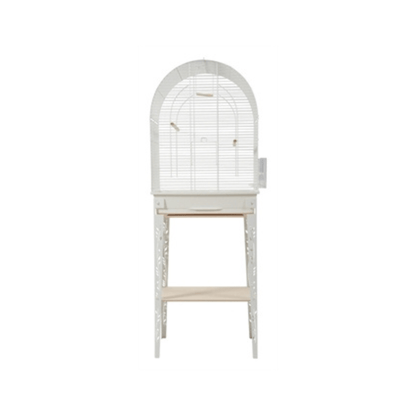 Zolux vogelkooi patio met standaard wit 53x33x144 cm - Papegaaishop