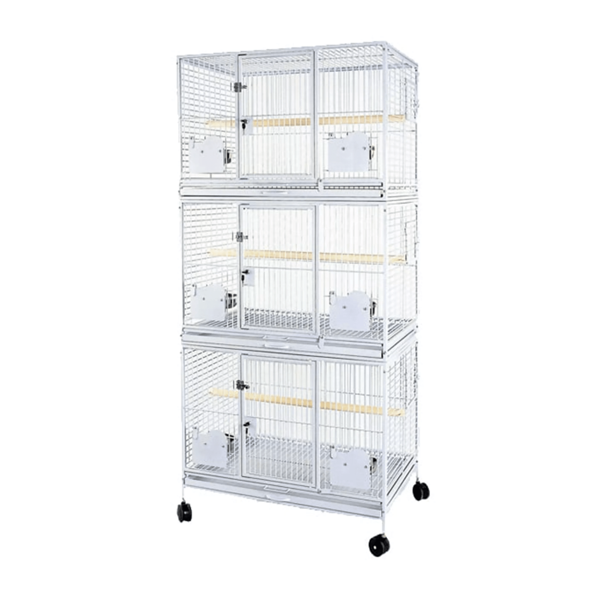 Strong Kamervolière Myra, 3 Verdiepingen, Zilverwit - Papegaaishop