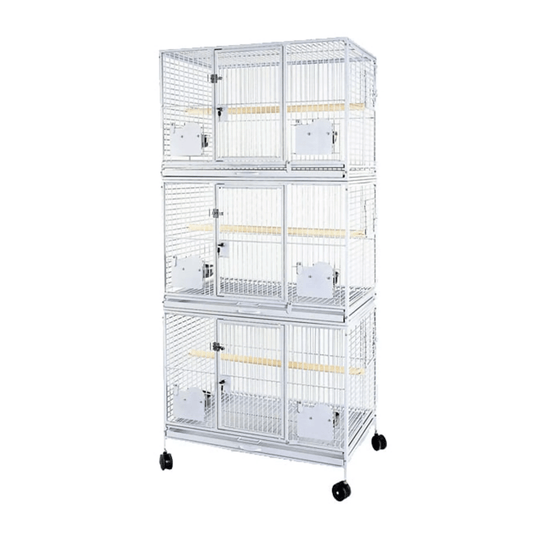 Strong Kamervolière Myra, 3 Verdiepingen, Zilverwit - Papegaaishop