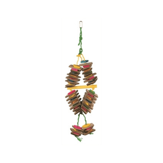 Trixie speelgoed aan sisalkoord met karton hout kleurig 18x35 cm 3 st - Papegaaishop