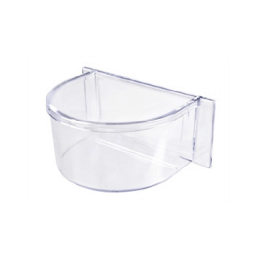 Transparent plastic bird feeding bowl easy to slide in cage opening Imac voerbak parrot 11.5x7x4.5 cm