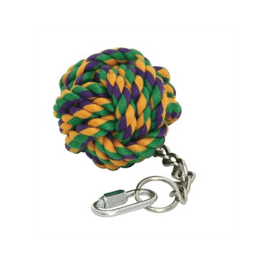 Happy pet touwbal aan ketting vogel 23x6,5x6,5 cm colorful rope ball toy with chain for birds.