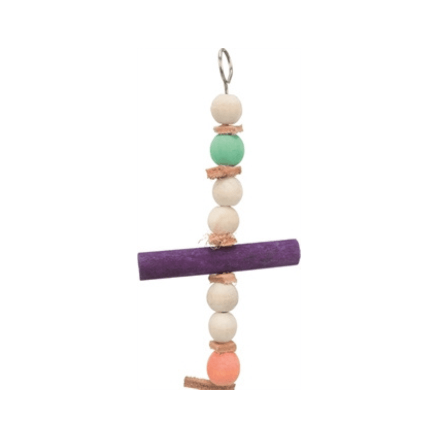 Trixie speelgoed met touw & kralen hout leer meerkleurig 28 cm 3 st - Papegaaishop