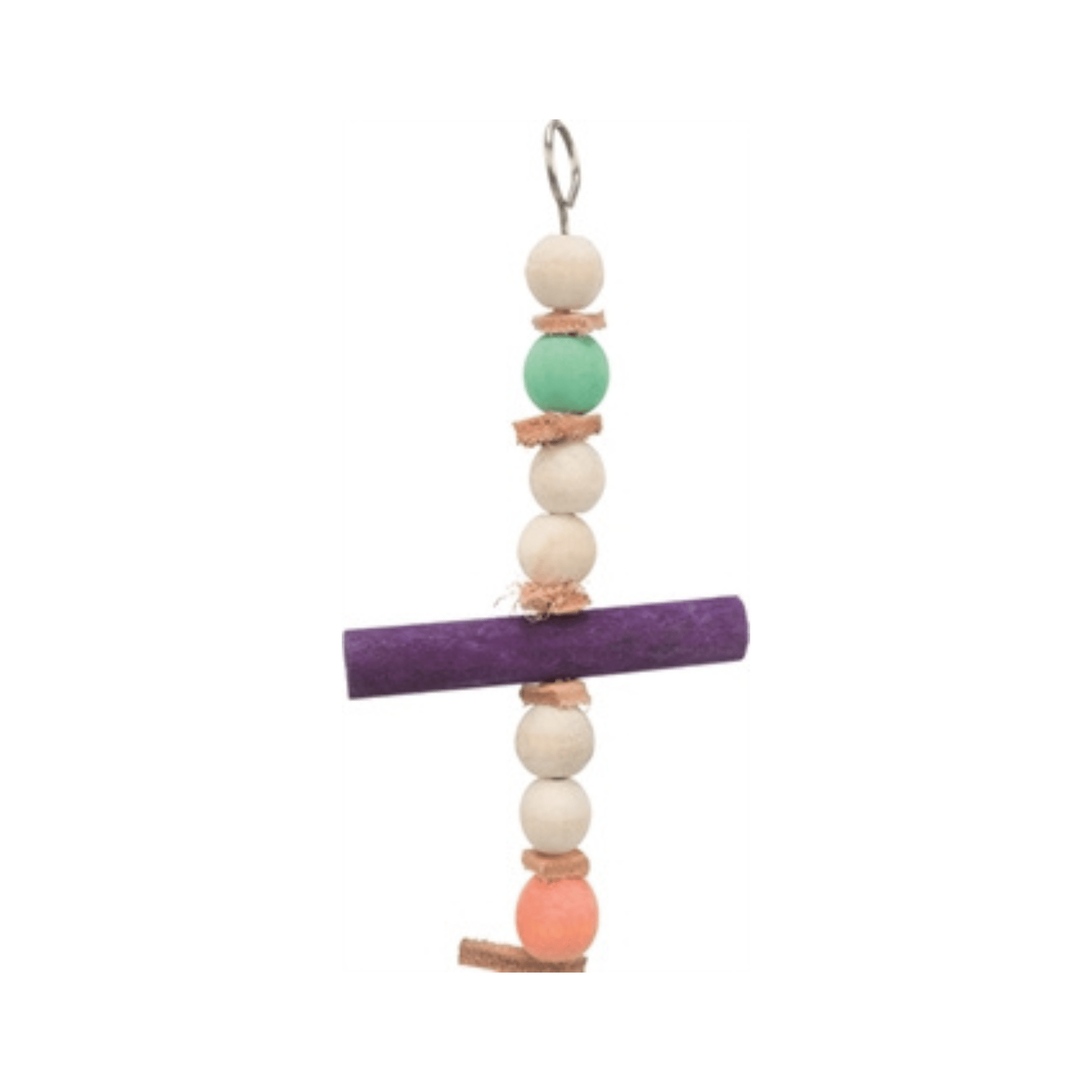 Trixie speelgoed met touw & kralen hout leer meerkleurig 28 cm 3 st - Papegaaishop